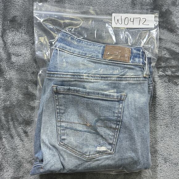 American Eagle Jeans Women's 4 Blue Denim Jegging Crop Low Rise Distress Stretch - Picture 14 of 14